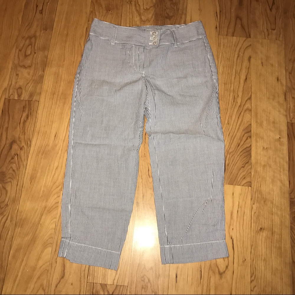 {Ann Taylor Loft}Striped Marisa Capri Pants Cotton